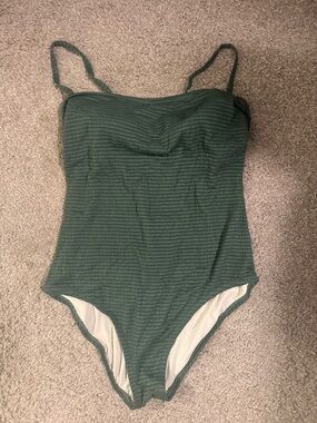 Kona Sol Dark Green Ribbed One-Piece Swimsuit